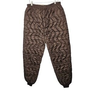 Vintage Mason Mens Quilted Insulated Pants L Long Brown‎ Nylon Hunting Thermal